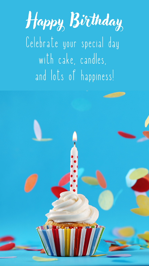 Happy Birthday. Birthday Image with Cake and Wish - Designed by WishesMoonzori 