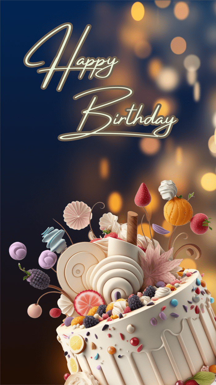 Happy Birthday! A postcard with a cake - Moonzori