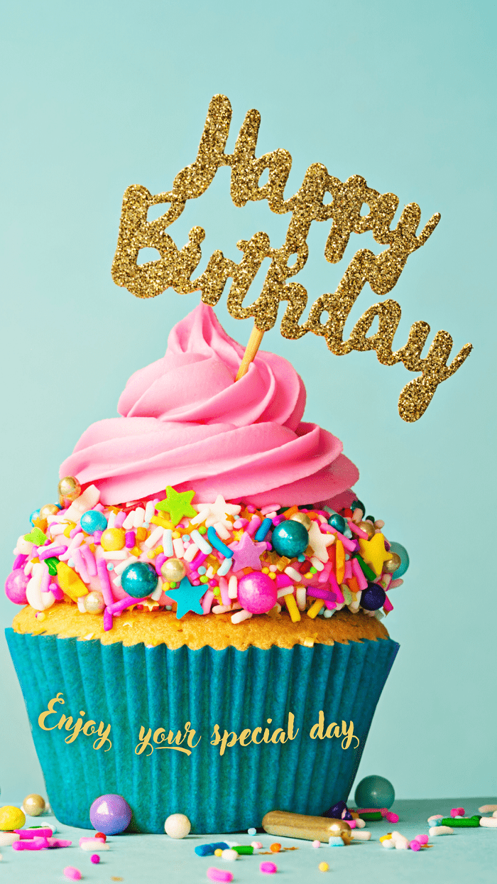 Happy Birthday! Enjoy your special day. Birthday Image with cupcake - Moonzori