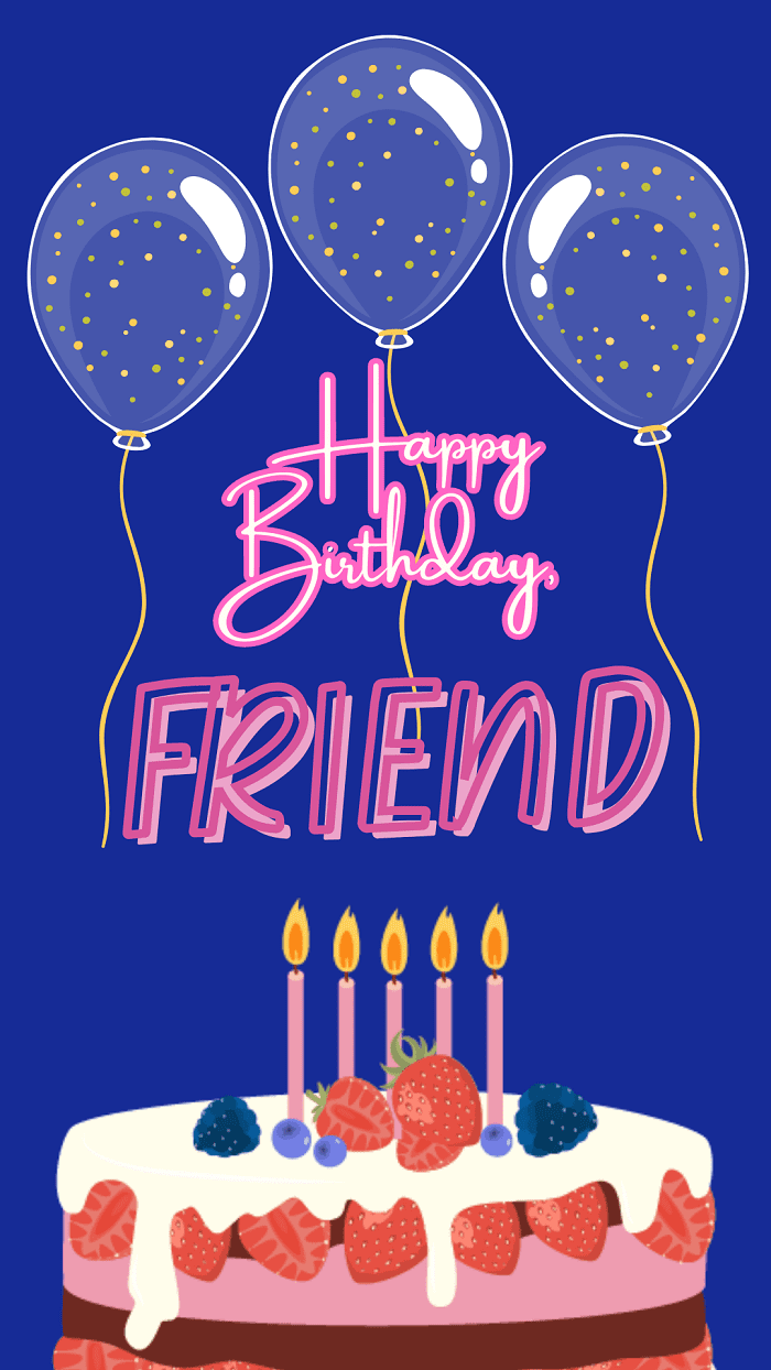 Happy Birthday, Friend. Birthday Wishes for Friend. Birthday Image with Cake - Moonzori Wishes