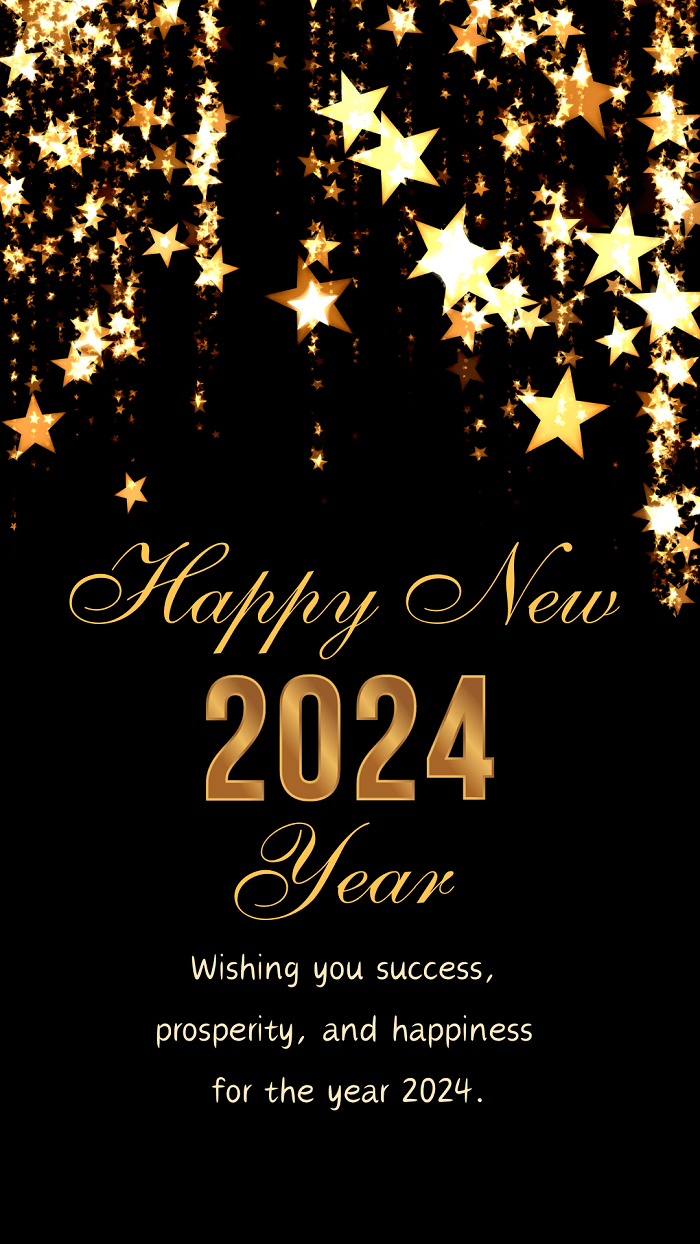 Happy New Year 2024. Wishing you success, prosperity, and happiness for the year 2024 - Moonzori Wishes