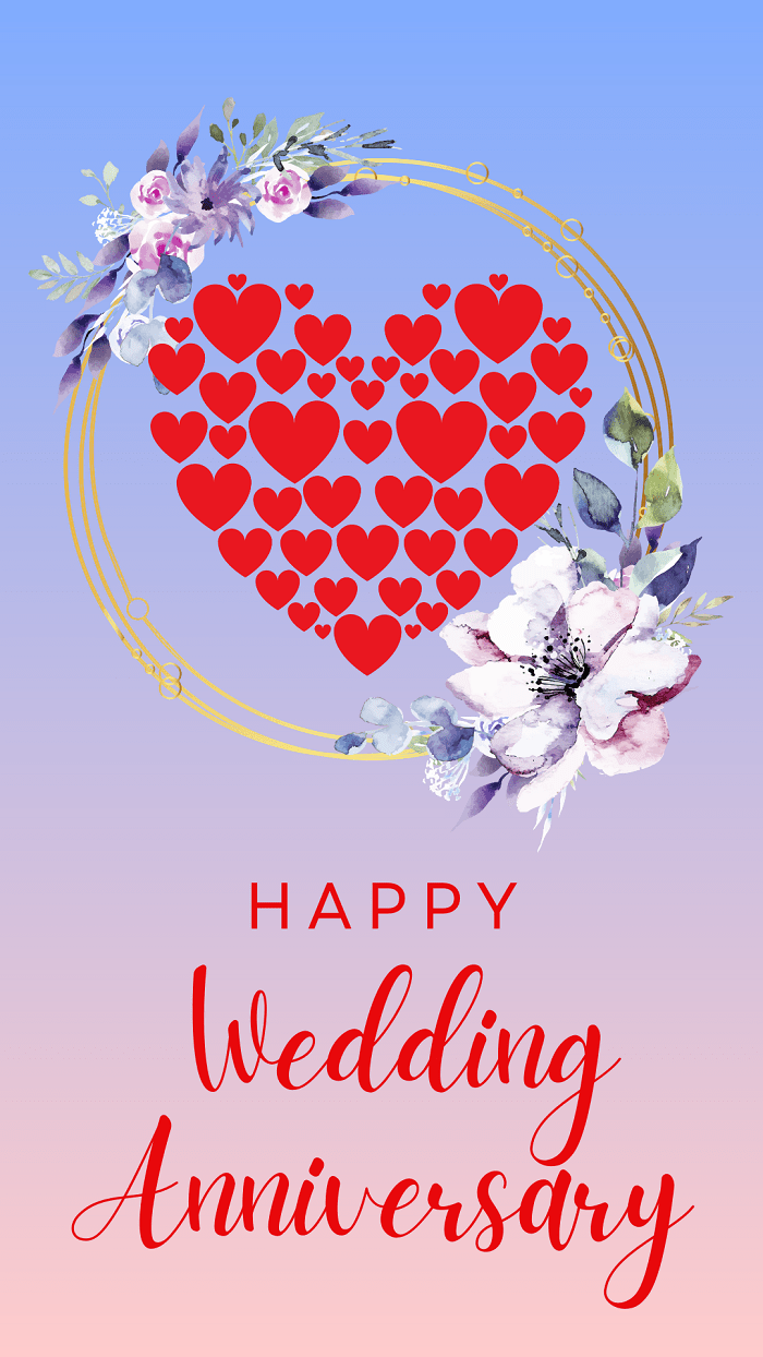 Wedding Anniversary Image. Hearts with Flowers - Moonzori Wishes