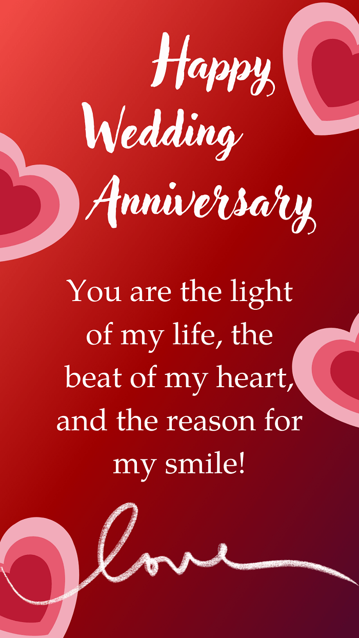 Wedding Anniversary Wish Image with Hearts - Moonzori