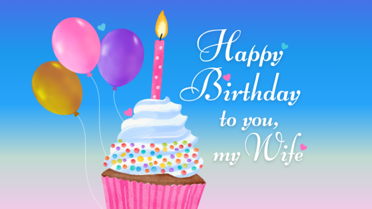Birthday Wishes for Wife. Birthday Image with cupcake - Moonzori
