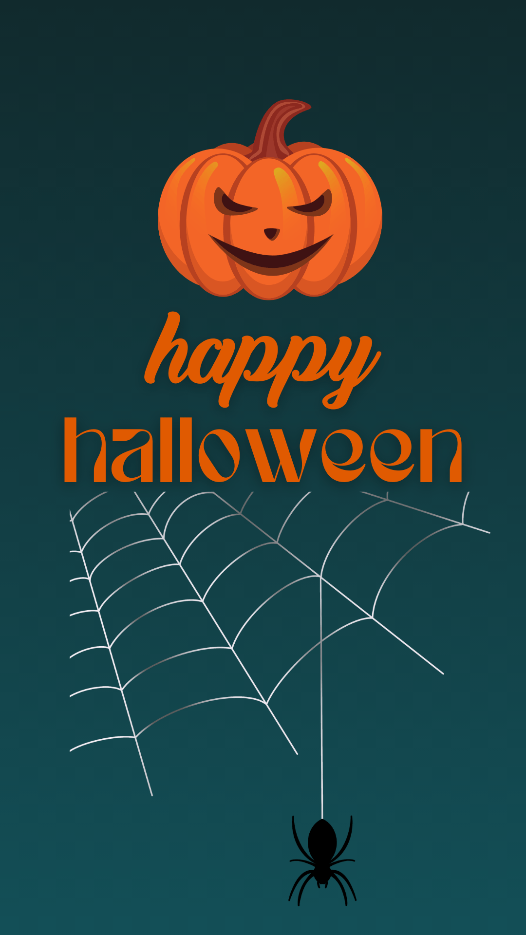 Happy Halloween Image with Pumpkin and Spider - Moonzori Wishes