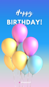 Happy Birthday. Birthday Image with Balloons - Moonzori Wishes